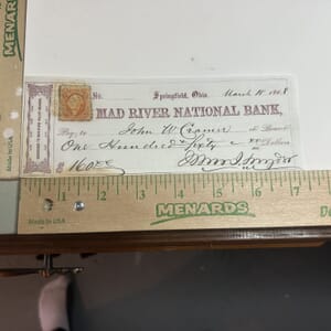 IMG_2285 1868 Mad River National Bank of Springfield Ohio with 2 cent orange revenue stamp machine cancellation