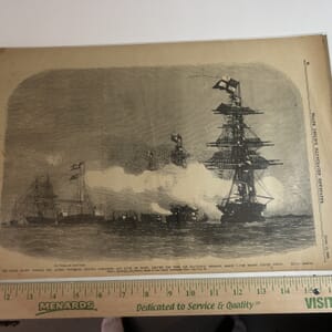 IMG_2307 1963 Reissue of April 11,1863 Frank Leslie’s Illustrated Newspaper celebrating the 100th anniversary of the Civil War,drawing of the Victoria and Albert Yacht leaving the Nore for Gravesend,England
