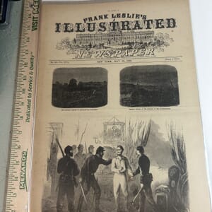 IMG_2310 1963 reissue of the May 23,1863 Frank Leslie’s Illustrated Newspaper cover page in celebration of the 100th anniversary of the Civil War with drawings of General Hooker at the Crossing of the Rappahannok and the arrest of Hon. C.L. Vallandigham at Dayton Ohio on May 6th