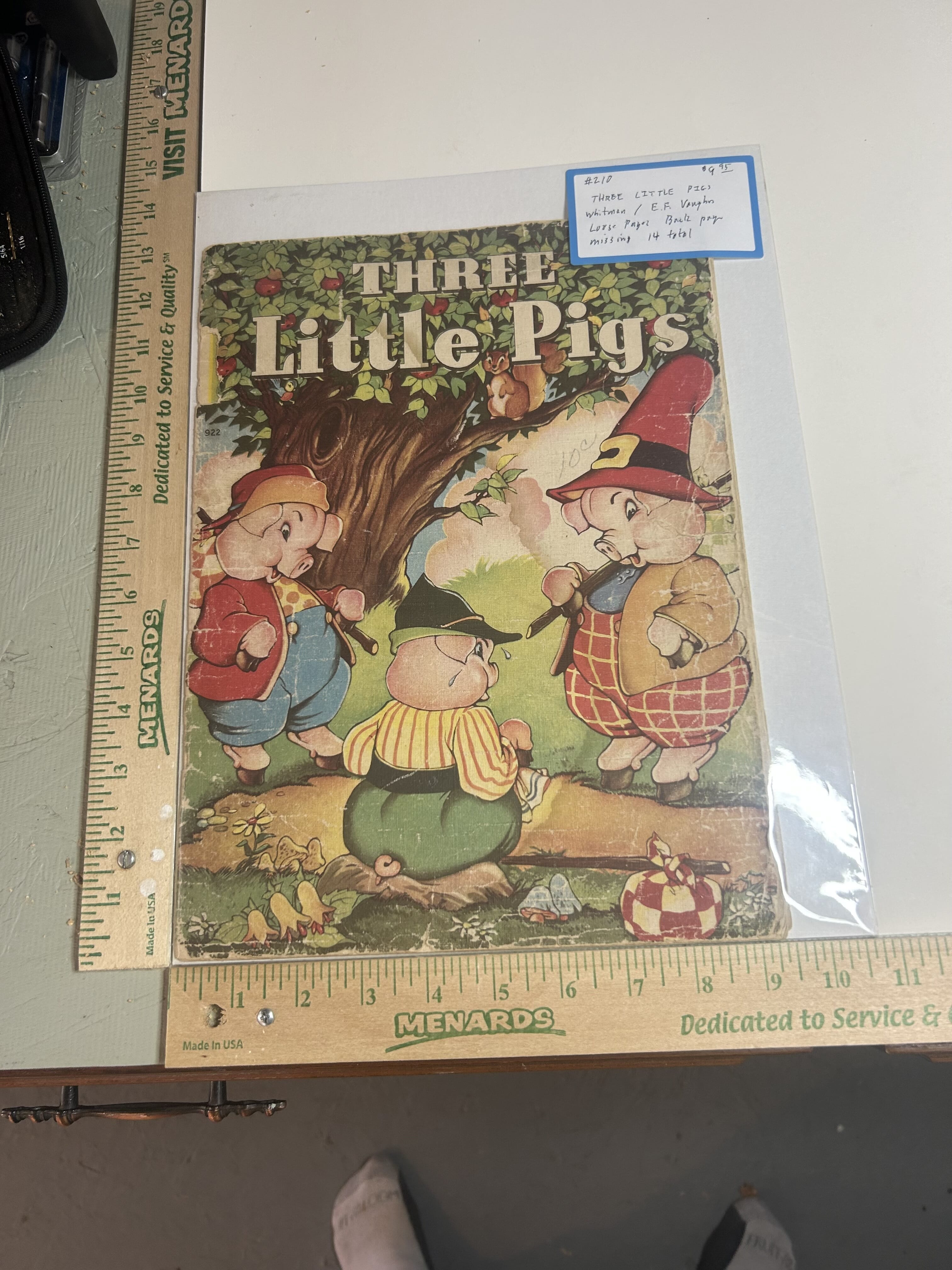 1941 three little pig’s children book 9x13 16 page Whitman publishing with E. F. Vaughn illustrations. Back page is missing nice drawings